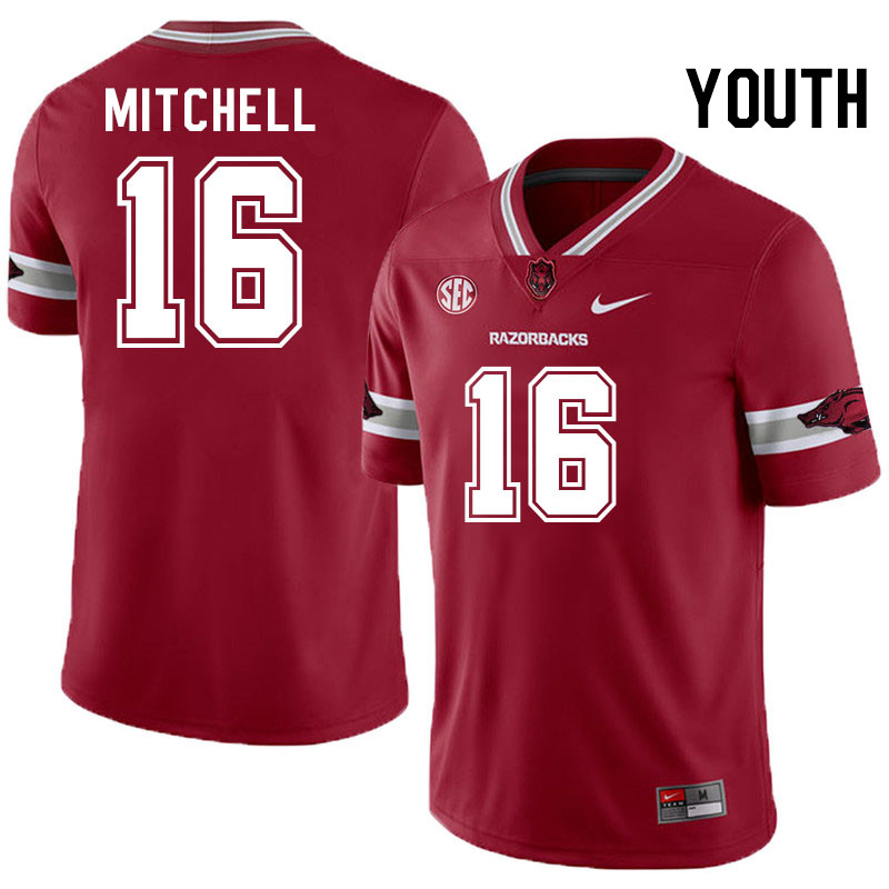 Youth #16 Miguel Mitchell Arkansas Razorbacks College Football Jerseys Stitched-Alternate Cardinal